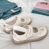White Retro Round Head Thick Sole Shallow Mouth Single Shoes Women's New Summer Mesh Casual Sports Mary Jane Shoes