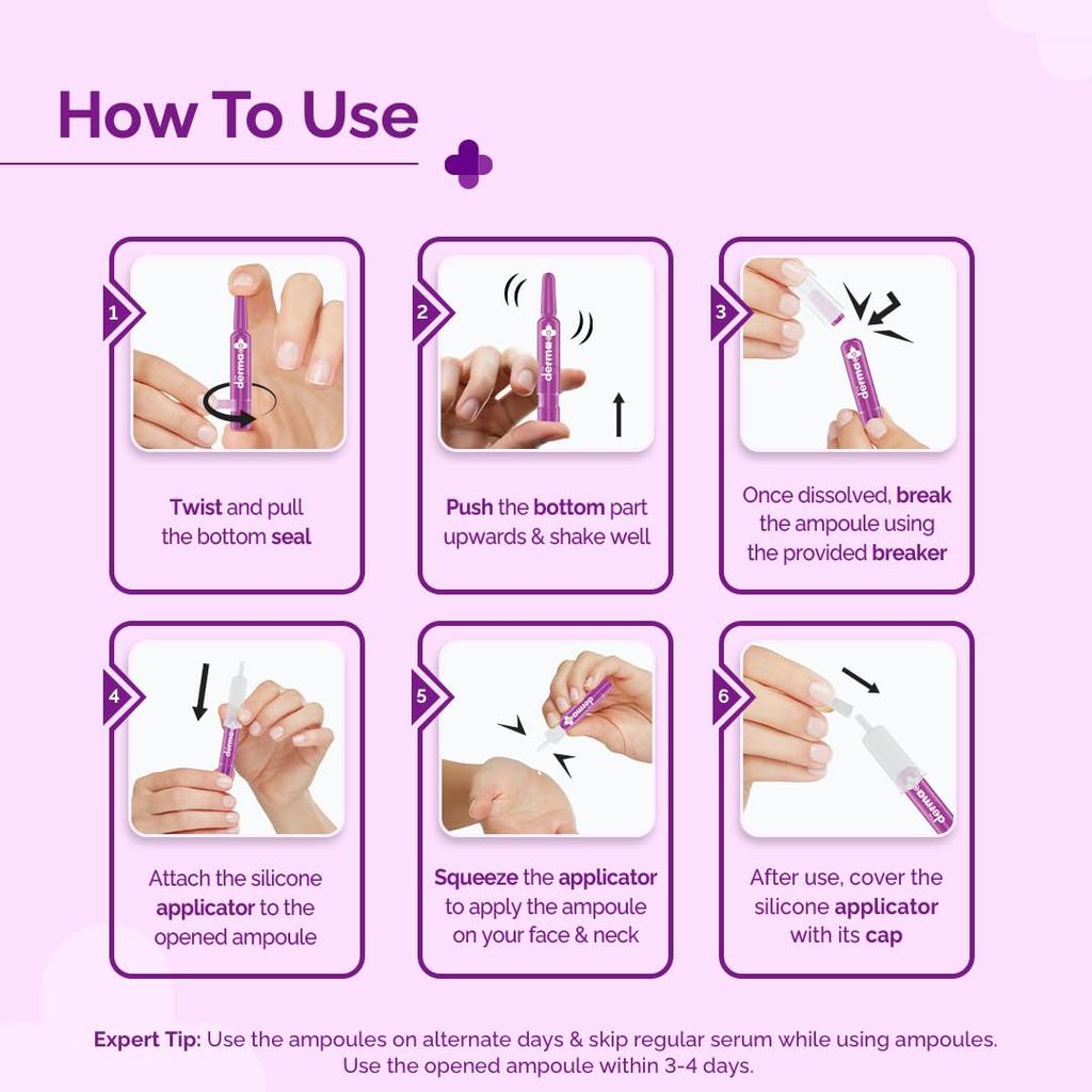 The Derma Co Glycol- und Kojisäure Fresh Mix Ampullen-Set gegen das Erscheinungsbild dunkler Flecken und für Ausstrahlung Alle Hauttypen 14 ml