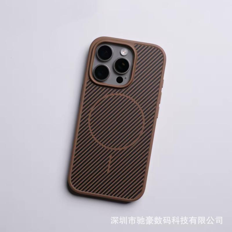 Applicable To Apple 16promax Carbon Fiber Pattern Magnetic Mobile Phone Case iPhone15 Matte All-inclusive Anti-drop PC Case 14