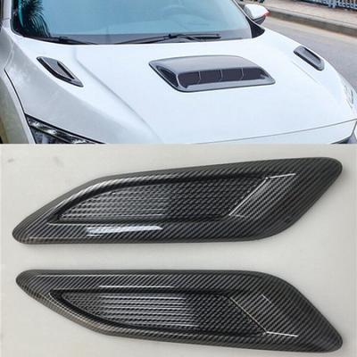 2x Toma de Aire Universal para Coche Capó Scoop Ventilación Embellecedor Cubierta Estilo Fibra de Carbono