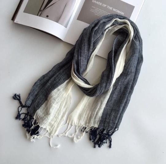 

Fashion Men s Cotton And Linen Striped Brown Scarf Long Shawl Japanese Unisex Style Fashion Scarves 65x180cm