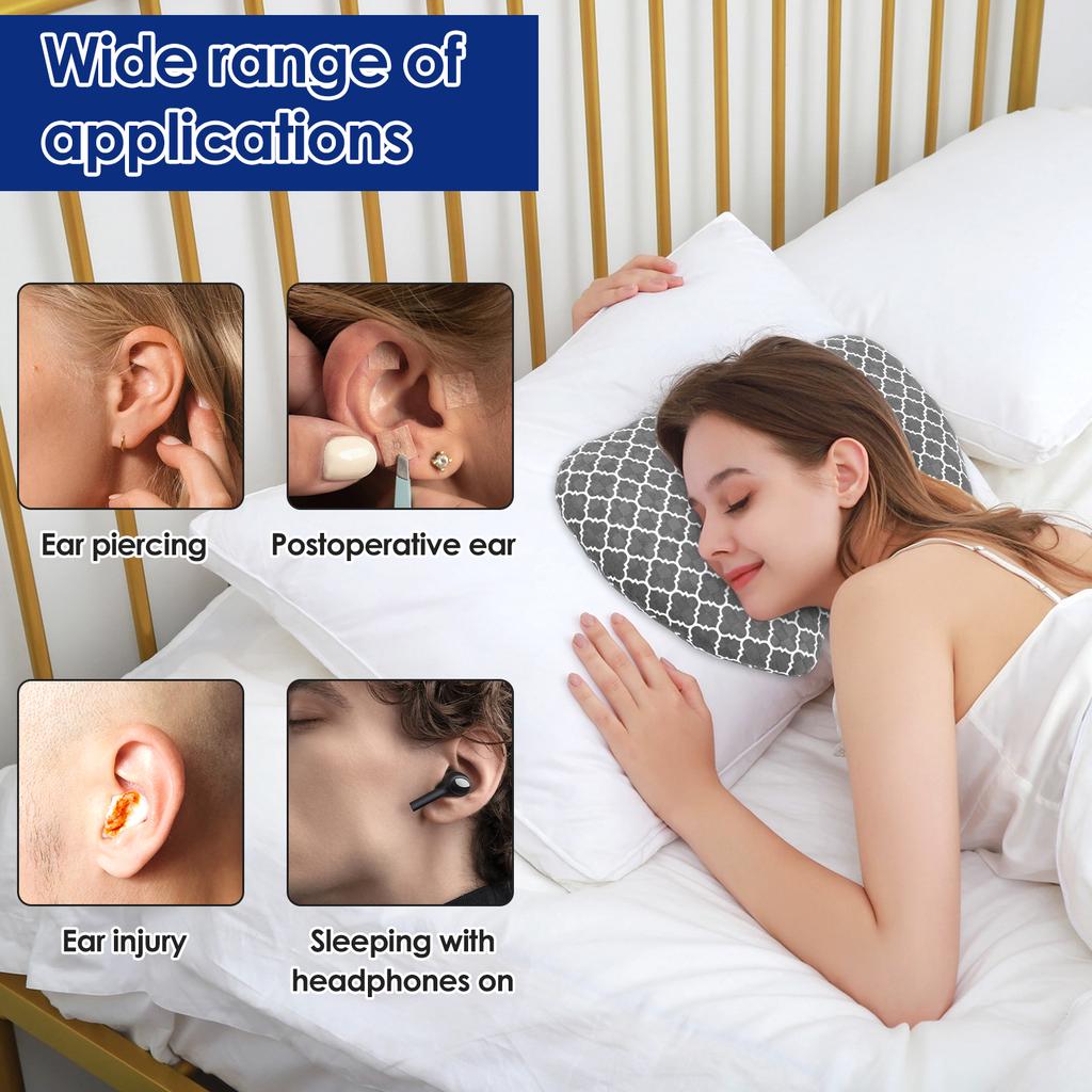 Ear Piercing Pillow for Side Sleepers Protective Ear Pain Relief Inflammation Pressure Sores Donut with Ear Hole Comfortable