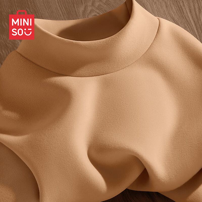 MINISO Men's Fleece-Lined Half-High Neck Long Sleeve Tee