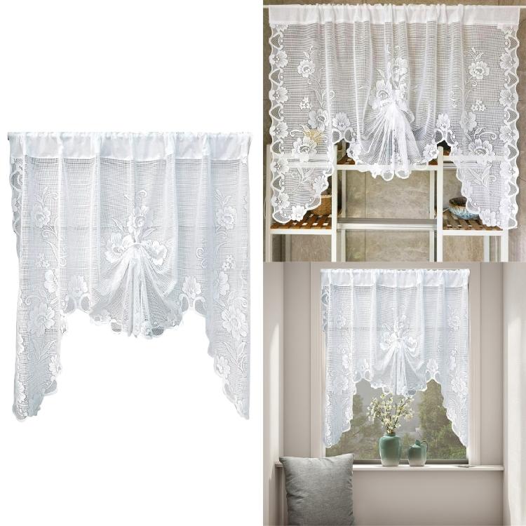 Charm Butterfly Lace Drape for Small Window in Any Room Polyester Curtain Swag & Tiers with No Harmfuls Coating
