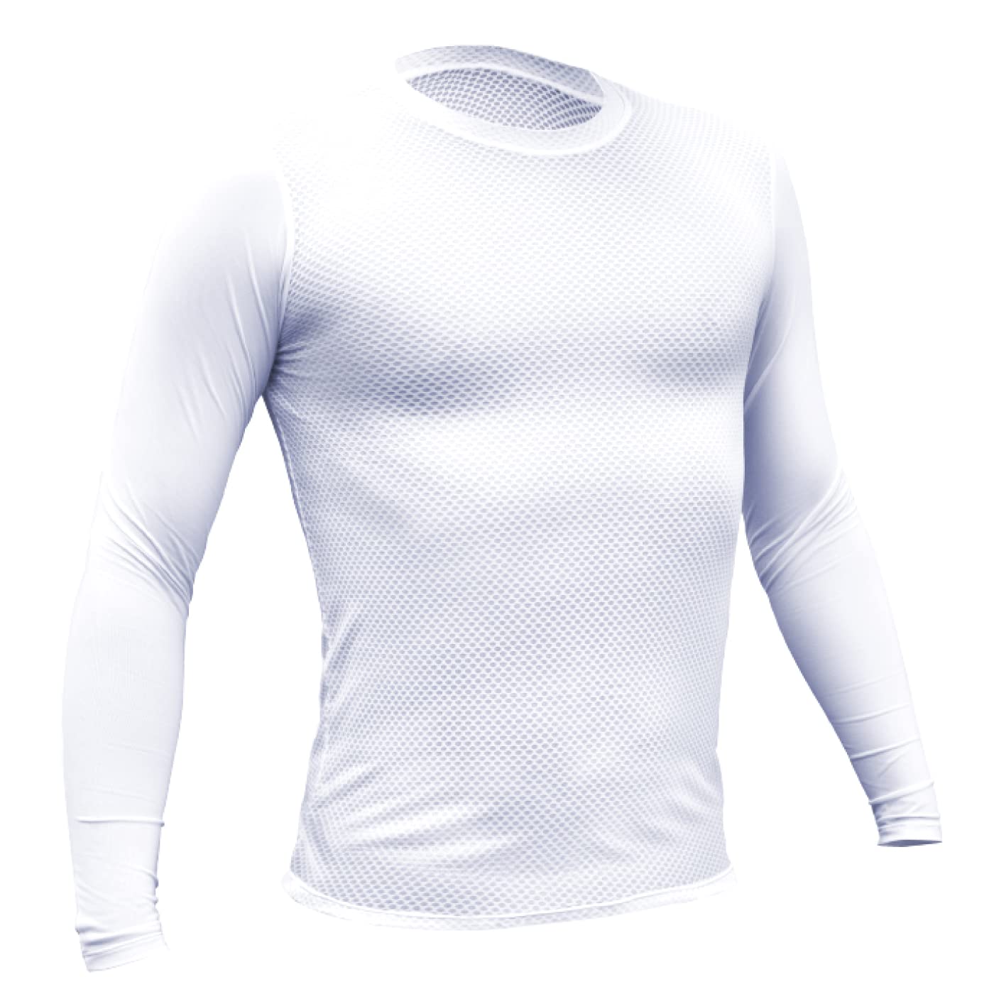 

Крутое нижнее белье для лета сетка длинный рукав пот быстрое охлаждение для уличной тренировочной одежды [Gorix] велоспорт, использование, нижнее белье, футболка [защита от УФ, белый