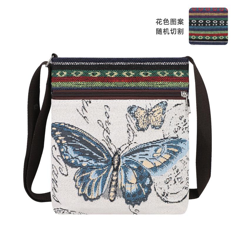 Yunnan exotic travel messenger bag elephant butterfly owl shoulder canvas small square bag