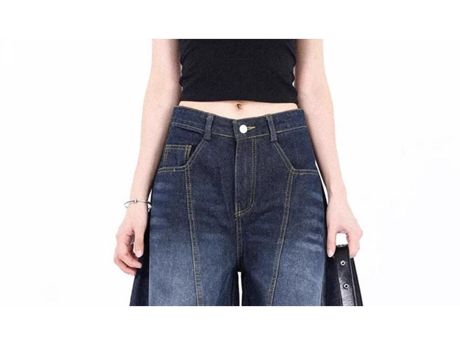 Unisex American Wide-Leg Baggy Scythe Jeans, Washed Silhouette, Spring/Autumn 2025 Style.