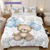 Bettwäsche-Steppdecken-Set mit Teddybär-Muster Bettdeckenbezug Kissenbezug Heimdekoration Geburtstagsgeschenk (1 Bettbezug + 2 Kissenbezüge, ohne Füllung)