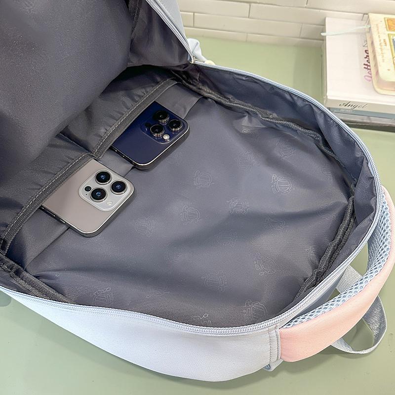 Sac d'école pour collégienne Sac à dos pour ordinateur à blocs de couleurs pour femmes Grande capacité Sac à dos pour livres