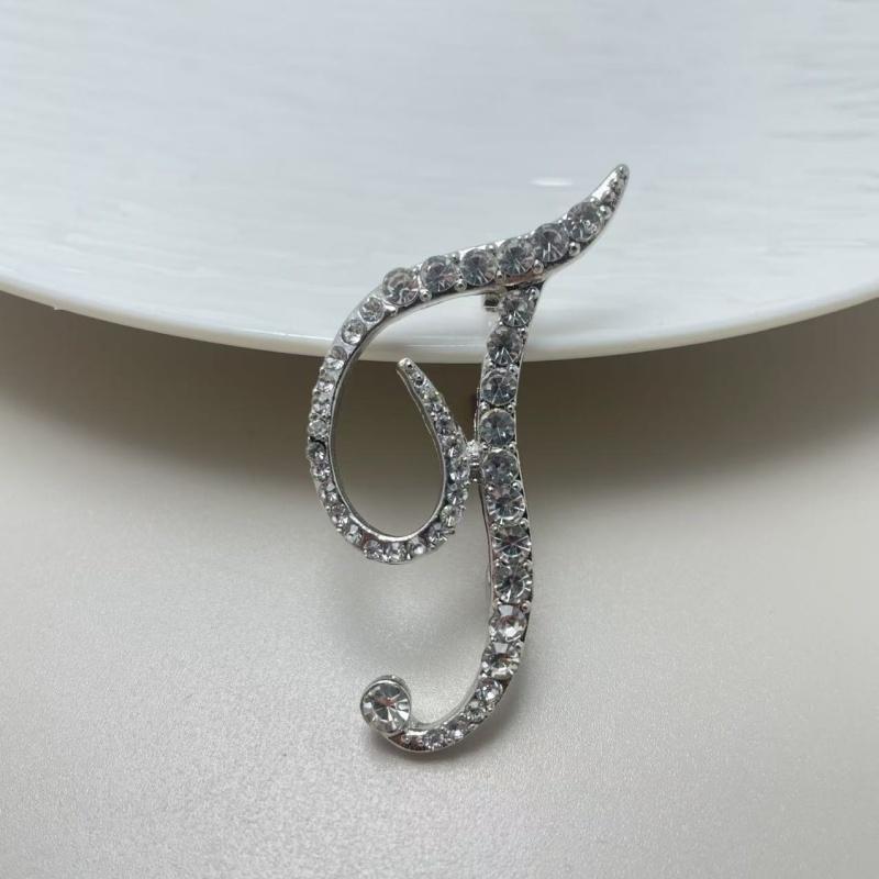 Fashion Alphabet Letter Brooch Pin Full Crystal Rhinestone Encrusted Minimalist Clothing Accessory For Women