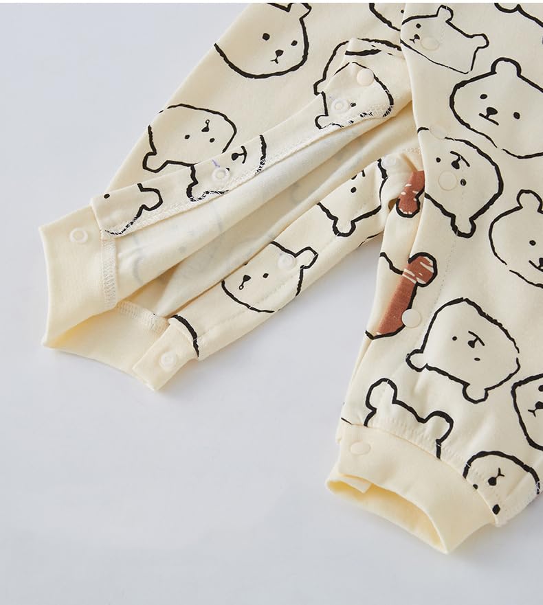 Jaydyequ Baby Long Boys and Lightweight Romper Baby Print Bear 59cm Clothes, Sleeve, Spring/Autumn, Girls, Coverall, Prep, Gift, All-Year Material,