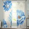 Vintage Flowers Peony Blue Window Curtains Sheer Chiffon Tulle Curtain Home Living Room Backdrop Decoration
