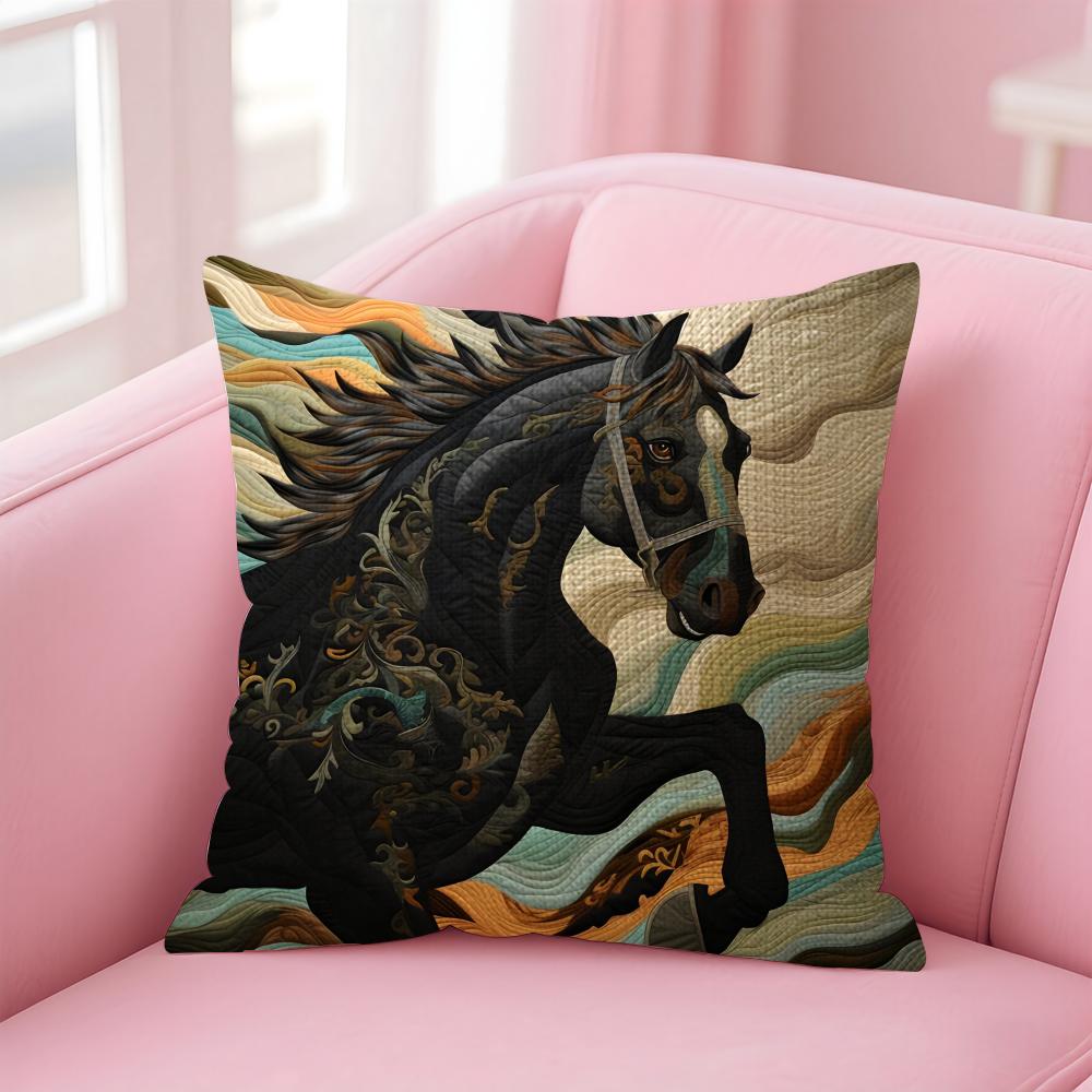 Printing Stylish Horse Cushion Cover Natural Linen Pillow Case DoubleSided Print Decorative Sofa Pillowcase Home Decor Gift