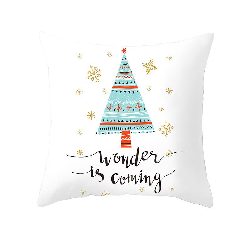 Christmas Peach Skin Pillow Cover Nordic Sofa Cushion Cover Cartoon Print Pillow Cover