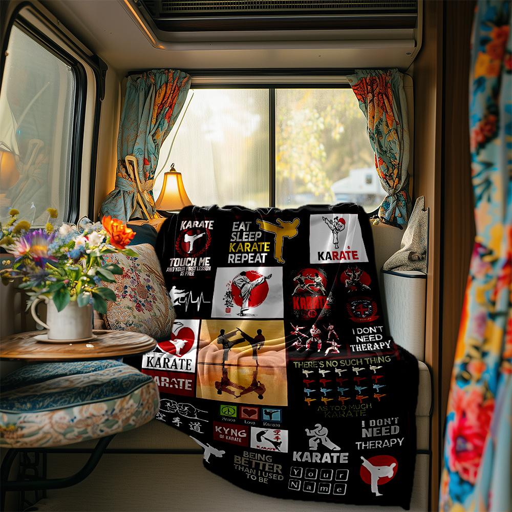 Karate Motivation And Discipline Artwork Collection Blanketcustomizable With Your Namecomfortable And Stylish Perfect For Travel Beds Chairs Offices