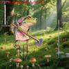 2D Flat Acrylic Working Frog Garden StakeWooden Sign, Outdoor Gardens and Potted Landscapes Signs, Suitable for wall decoration, porch, room, villa,