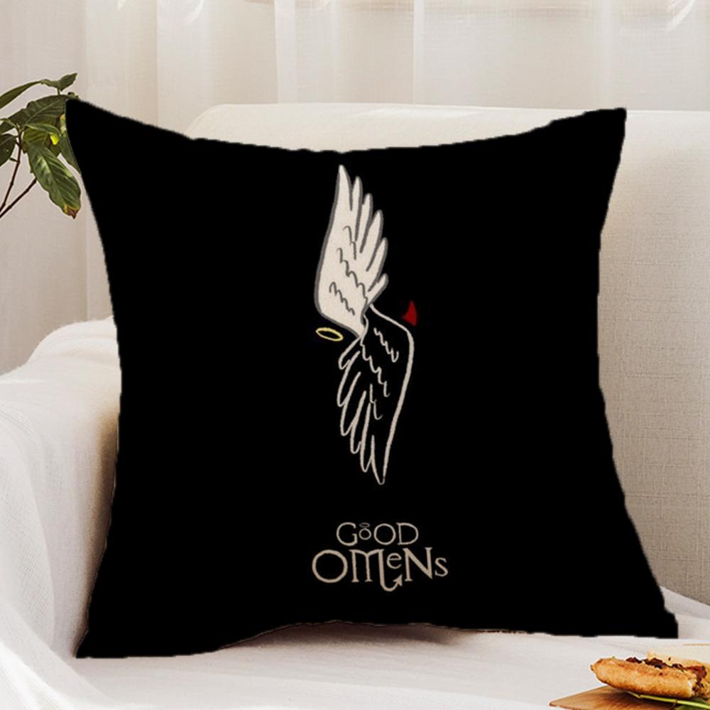 Tv G-Good O-Omens Cushion Cover Premium Comfort Reversible Pillow Cover - Dual - Use Design for Home & Car