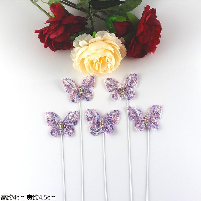 5Pcs Cloth Butterfly Creative Birthday Cake Decoration Dessert Table Decor Plug-In Scene Layout Diy Baking Accessories Supplies