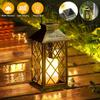 Solar Powered Outdoor Waterproof Courtyard Lights Hollowed Out Candle Holders Pendant Lights Retro Candles for Garden Lawn Patio