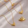 Titanium Steel Non Fading V Letter Jewelry Set For Women Daily Wear
