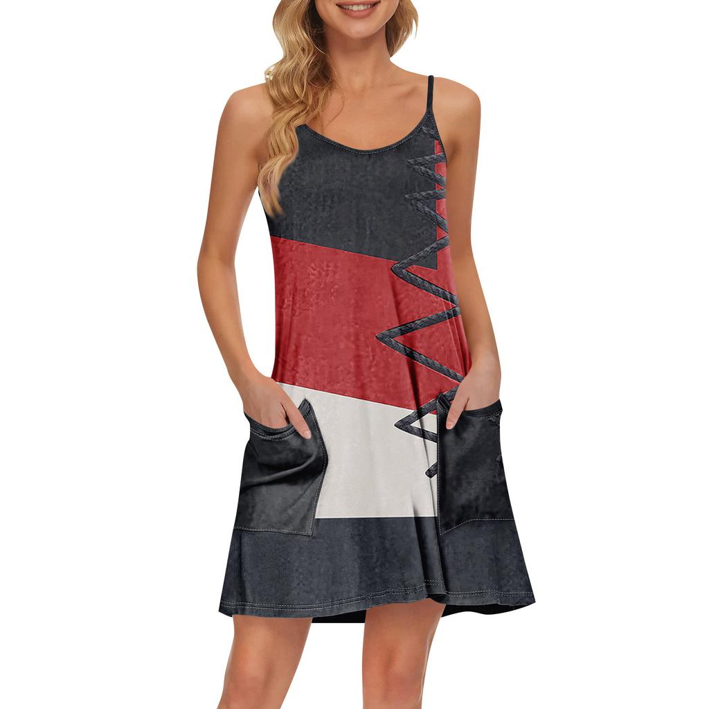 Women's Summer Casual Straps Sundress With Pockets Short Beach Vacation Tank Dresses