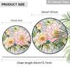 2D Flat Stained Glass Pink Peony Window Decoration, Elegant Colored Glass Plate with Chain, Charming Spring Summer Sun Catcher Wall Art Home Garden