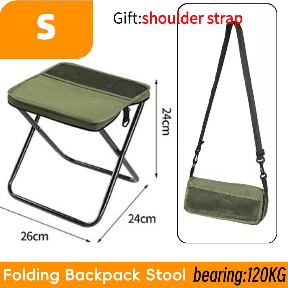 Portable Folding Chair Outdoor Integrated Storage Chair Folding Stool with Storage Bag and Adjustable Strap for Camping Picnic