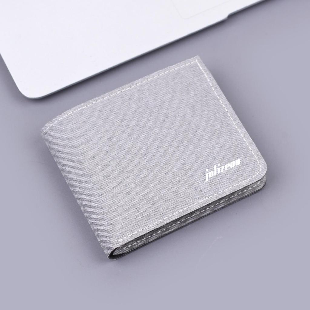 Men's Ultra-Thin Leather Bi-fold Canvas Wallet