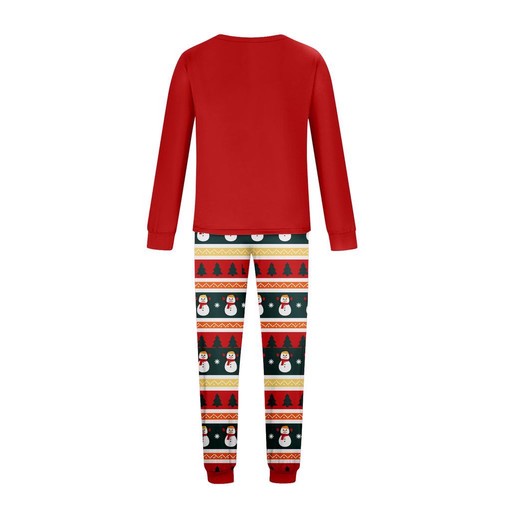 Family Matching Christmas Print Pajama Sets for Kids and Adults, Long Sleeve Neck Top with Pants