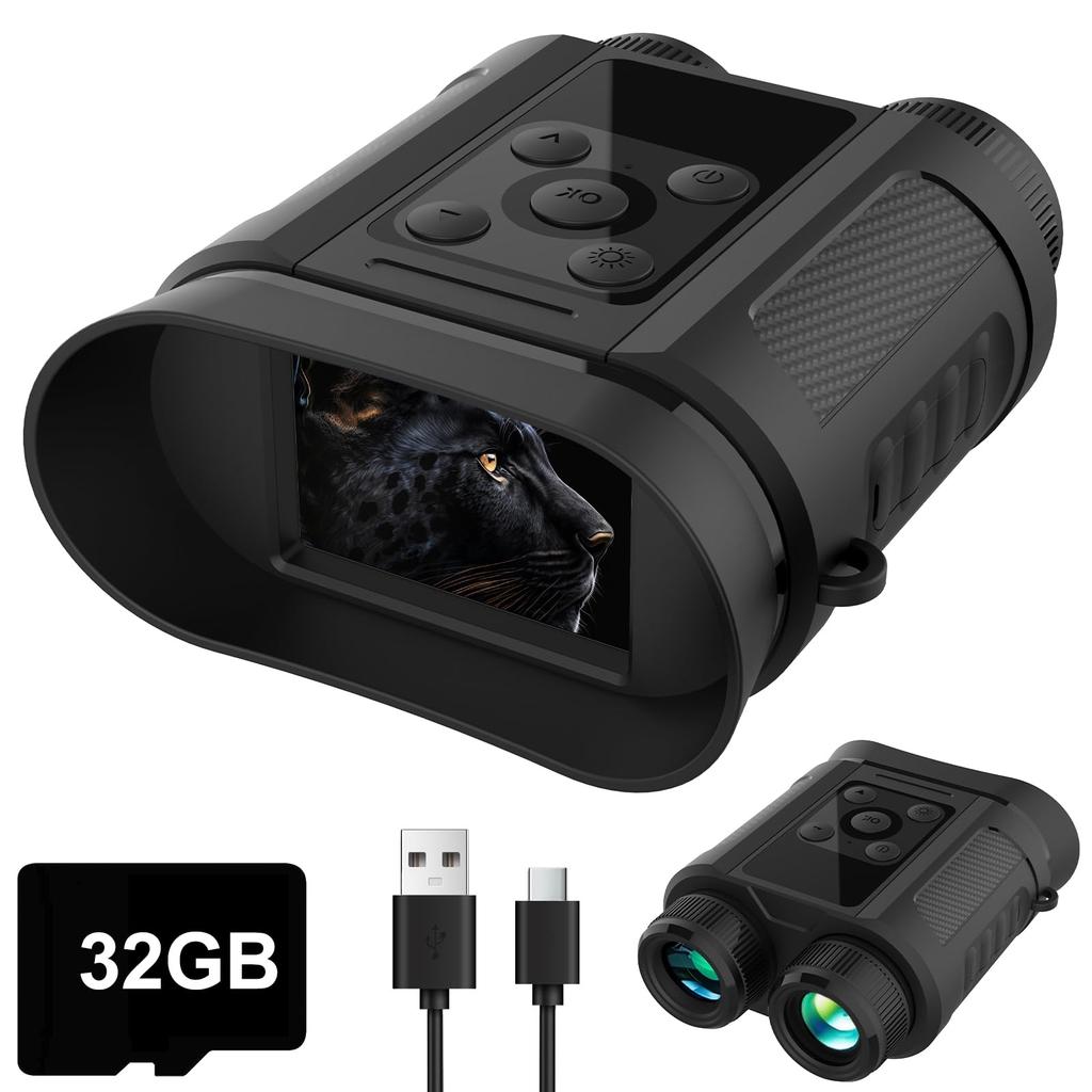 7JI Night Vision Goggles, 2-in-1, 4K 5W Upgrade, 7-Level IR Adjustment, 8X Digital Zoom, 32GB Card, 40MP Image, Photo Camera, Night Vision, Security,