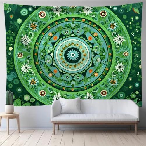 Mandala zielona sztuka tkanina wisząca sypialnia salon tkanina tło do druku dekoracja domu ściana salonu gobelin