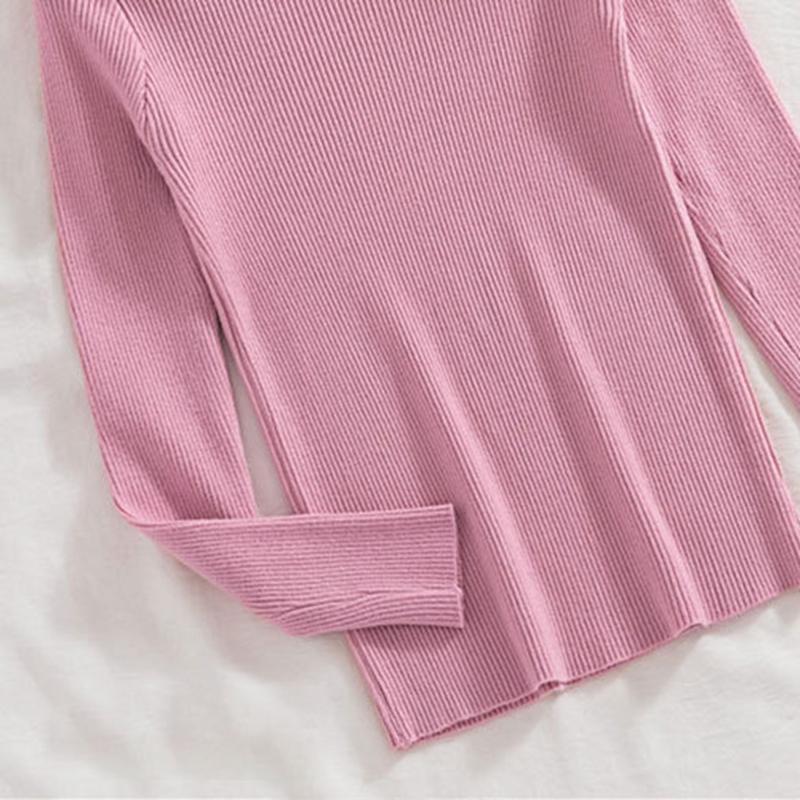 Women Spring Autumn Winter Half High Collar Pullovers Sweaters Jumper Primer Shirt Full Sleeve Short Slim-fit Tight Bottoming Knit Chic Solid One Size