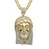 Hip Hop Iced Out Big Jesus Head Pendant Necklaces Male Gold Color Stainless Steel Christian Necklace for Men Jewelry Gift