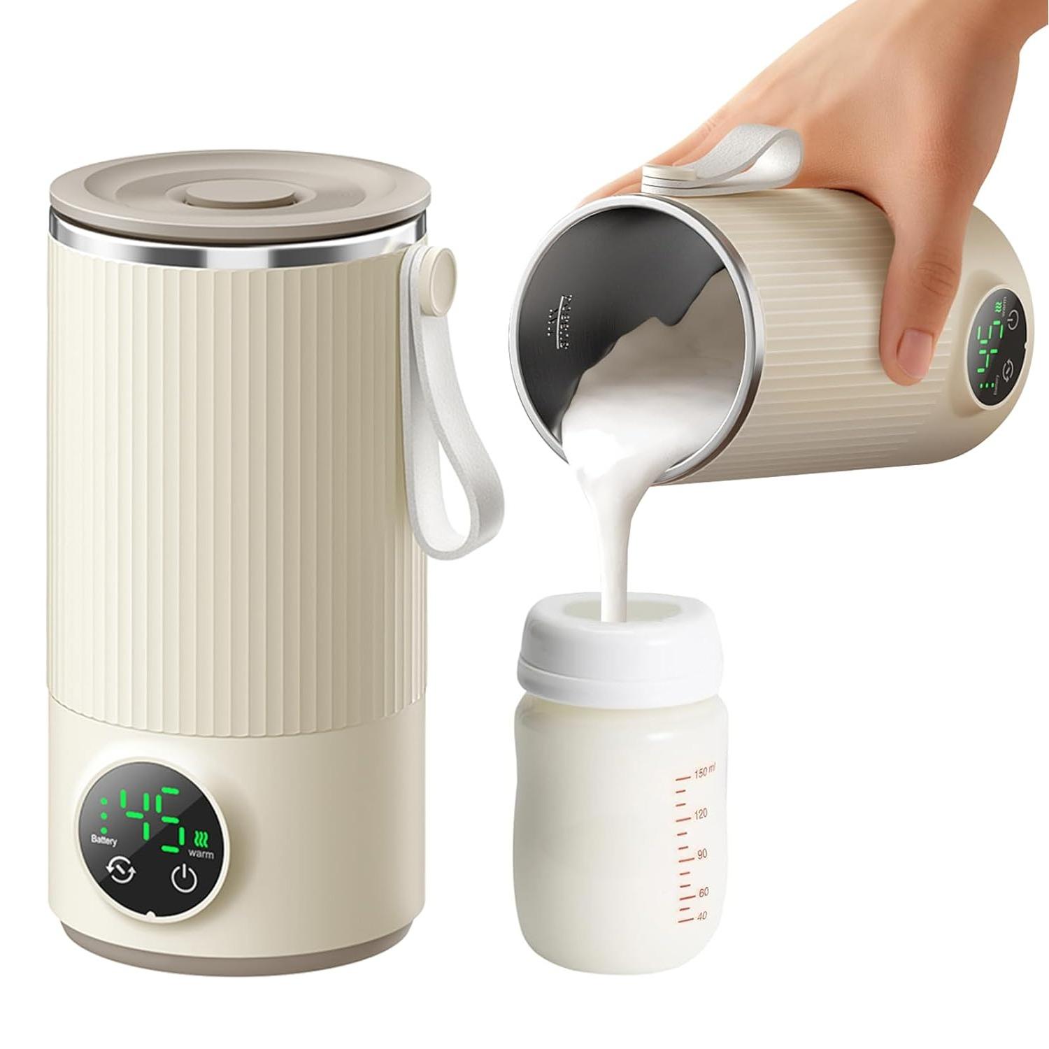 Portable Bottle Warmer & Mixer, Even Heating Formula to Keep Nutrient,Baby Bottle Warmer for Breastmilk & Formula,Defrost,Leakproof,Accurate Temp 1PCS