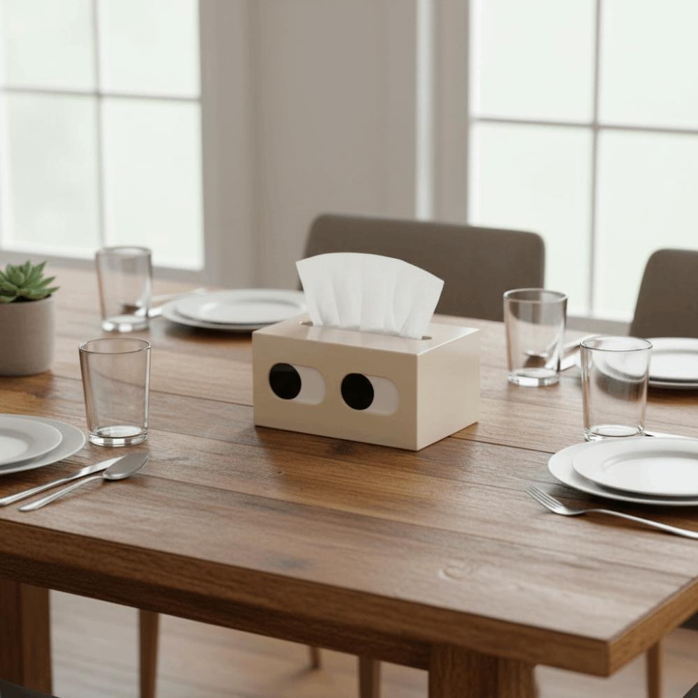 Rectangle Shape Cartoon Tissue Box Big Eyes Decorative Facial Tissue Dispenser Smooth Funny Expression Napkin Container