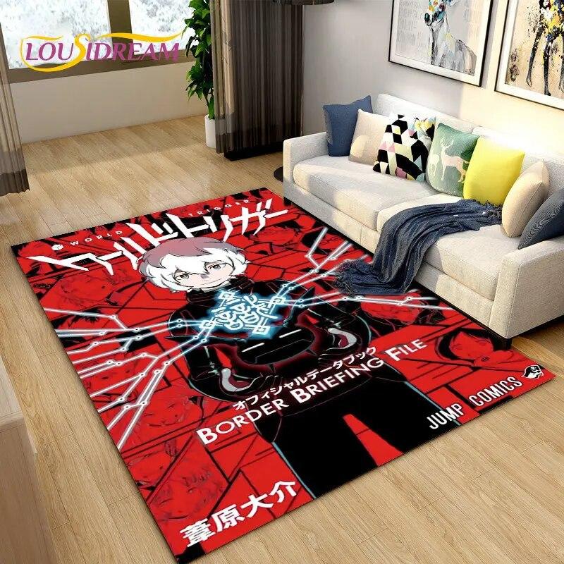 Tapete de área de desenho animado World Trigger Anime, tapete de carpete para sala de estar, quarto, sofá, capacho, decoração, crianças brincam, tapete de chão antiderrapante