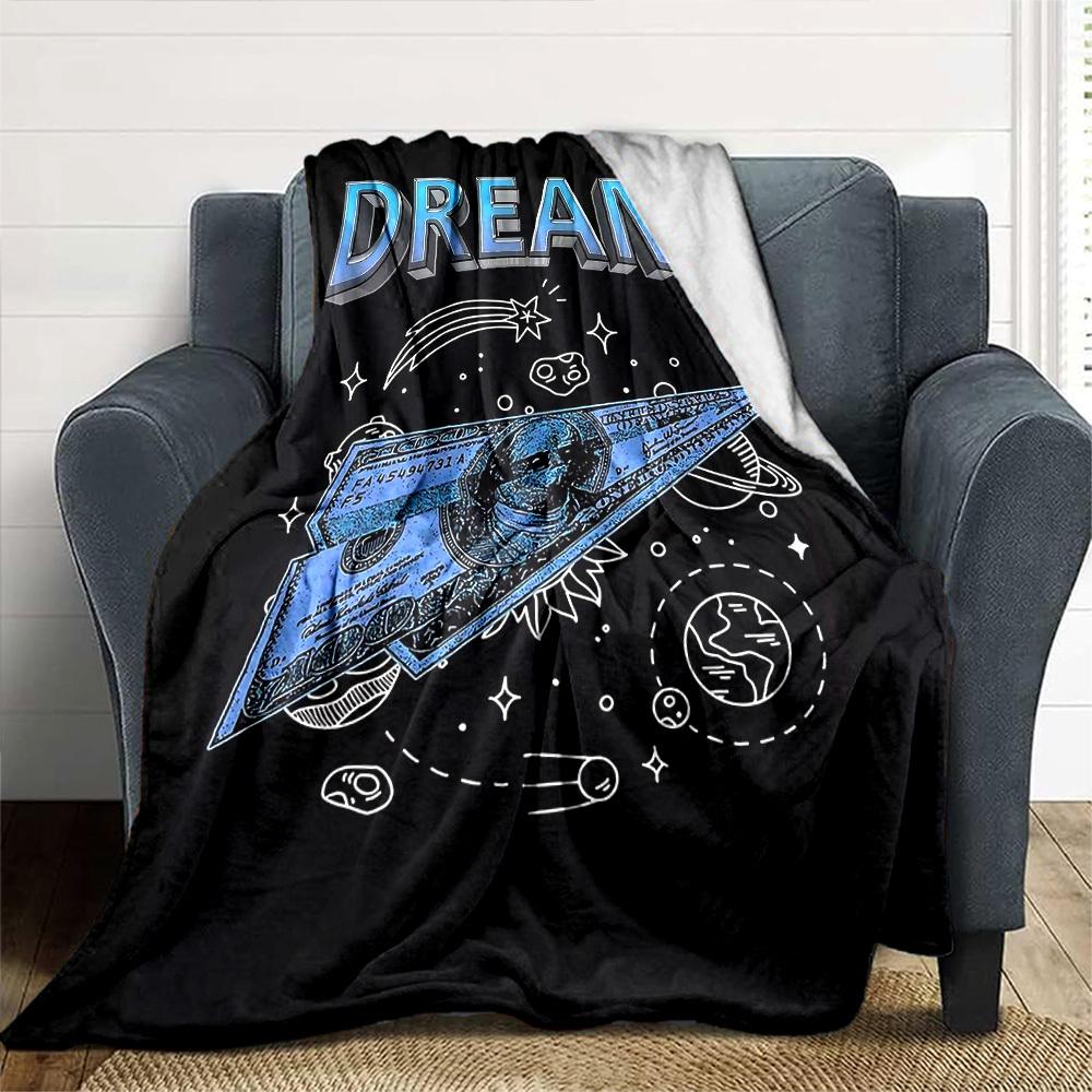 1pc Dream Money Soft Flannel All Season Throw for Home, Office, Outdoor UseDurable Comfort Soft Warm Throw for Home