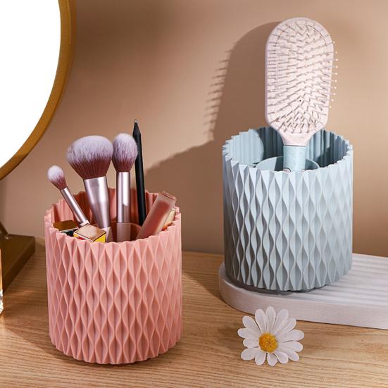 360° Rotation Makeup Brush Holder Organizer Large Capacity Brush Storage Bucket