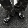 Pantofi din piele cu vârf pătrat cu design original pentru bărbați, la modă, nișă heavy metal întunecat, pantofi Derby cu deget mare, pentru navetă, muncă, timp liber