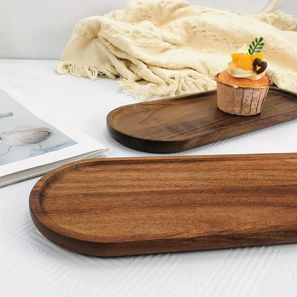 1pc Acacia Wood Serving Tray - Perfect for Serving Variety of Dishes