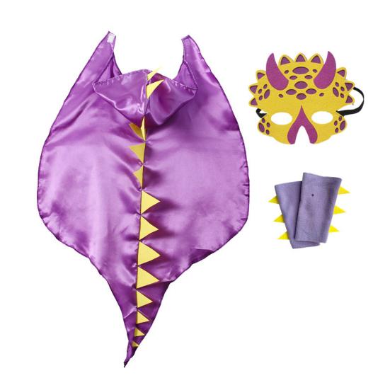 Barne Halloween Kostymer Fest Cosplay Kappe Lys Farge 3D Design Hette Ansiktsmaske Løs Glatt dyredrakt Dinosaur Cape Makeup Kostymer Rekvisitter