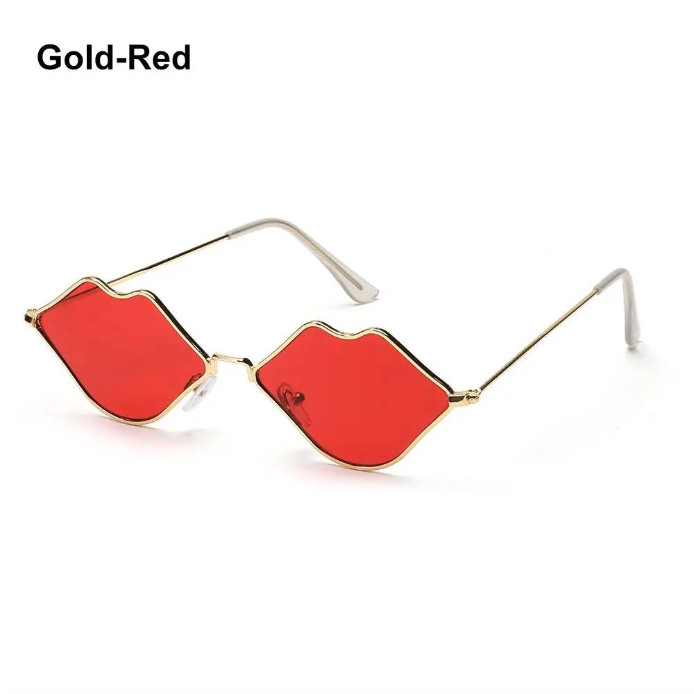 Sexy Hot Lips Shape Sunglasses Retro Small Frame Metal Sunglasses Fashion Ocean Lens Sunglasses For Men And Women