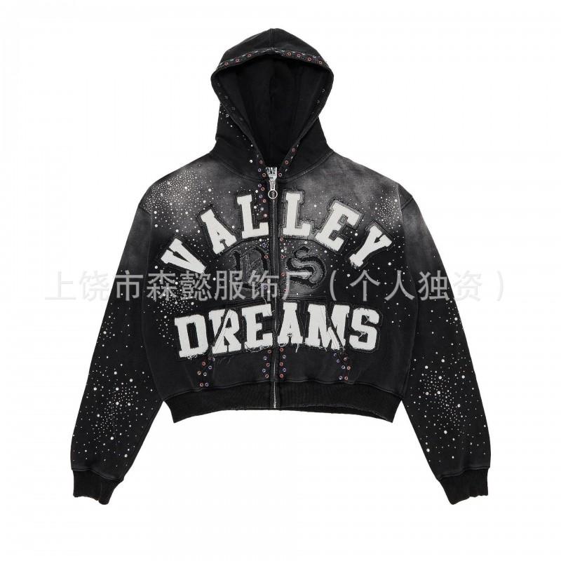 Y2K Gothic Zip-Up Hoodie Retro Streetwear Oversized Sweatshirt Women
