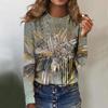Autumn and Winter Women's 3D Geometric Printing Crew Neck Long Sleeve T-Shirt