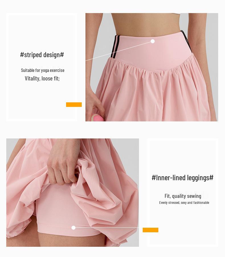 2025 Summer Women's Short Sleeve Tulip Casual Badminton and Tennis Skirt Set