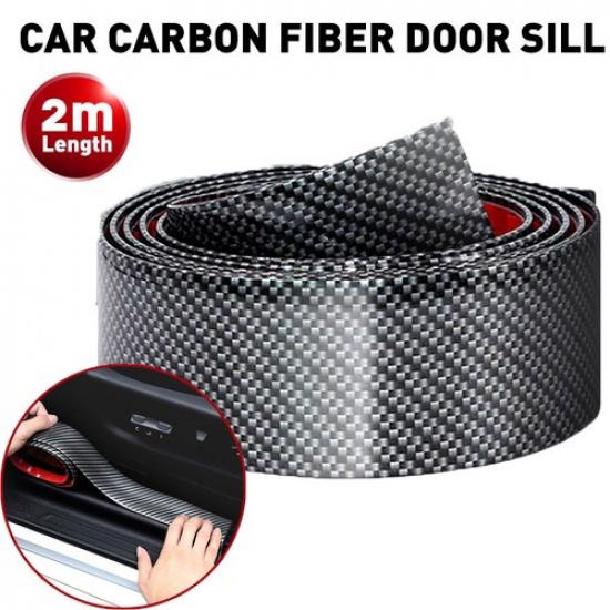 Mx 2M 3D Sill Carbon Black Fiber Car Sticker Body Door Anti Scratch Protector