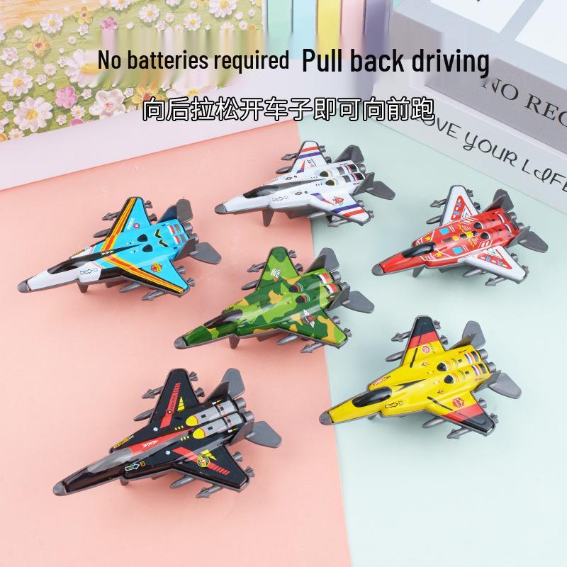 Children's Pull-Back Military Tin Fighter Plane Model Toy