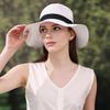 Beach Hat with Wrap-Around Brim, UV Protection Breathable Natural Straw Hat, Flat Top Summer Sun Hat for Beach Vacation Tropical Travel Outdoor