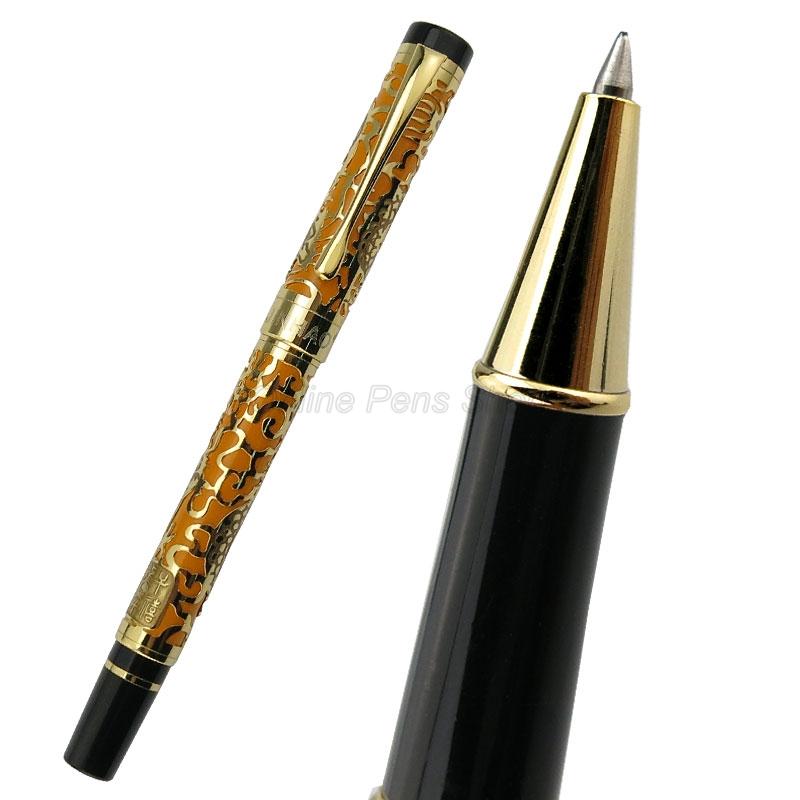 Jinhao 5000 Penna Roller Metal con Intaglio Texture Drago Fusto Bianco Rifiniture Dorate Cancelleria Professionale per Ufficio Accessorio per Scrittura