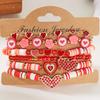 New Trendy Valentine's Day Bracelets Set for Women Romantic Soft Ceramic Acrylic Beads Letter Chain Bracelet Bangle Jewelry Gift